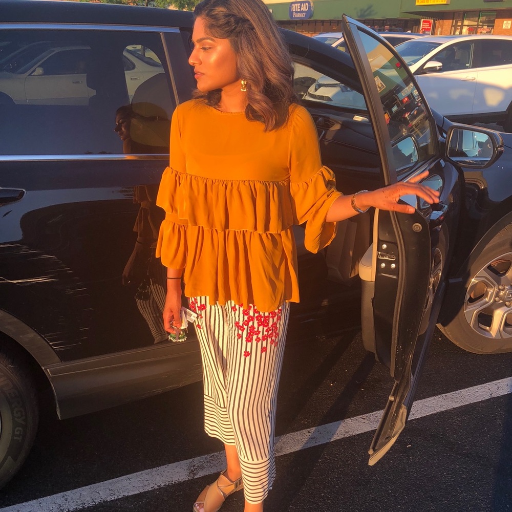Mustard Yellow ruffled blouse